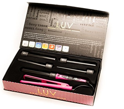 Luv Hair 8 Piece Flat Iron And Curling Set Hot Pink Check Luv Hair 8 Piece Flat Iron And Curling Set Hot Pink