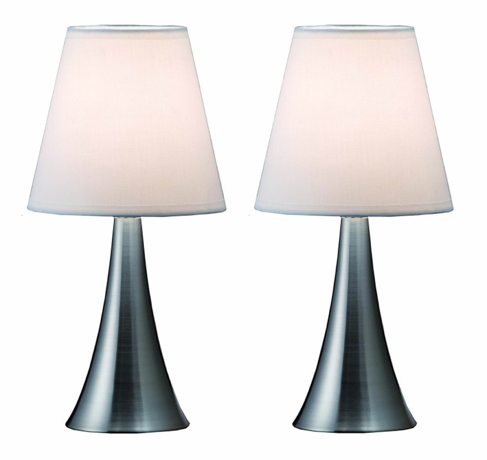 Simple Designs Valencia Brushed Nickel Mini Touch Table Lamp 2 Pk Simple Designs Valencia Brushed Nickel Mini Touch Table Lamp 2 Pk White