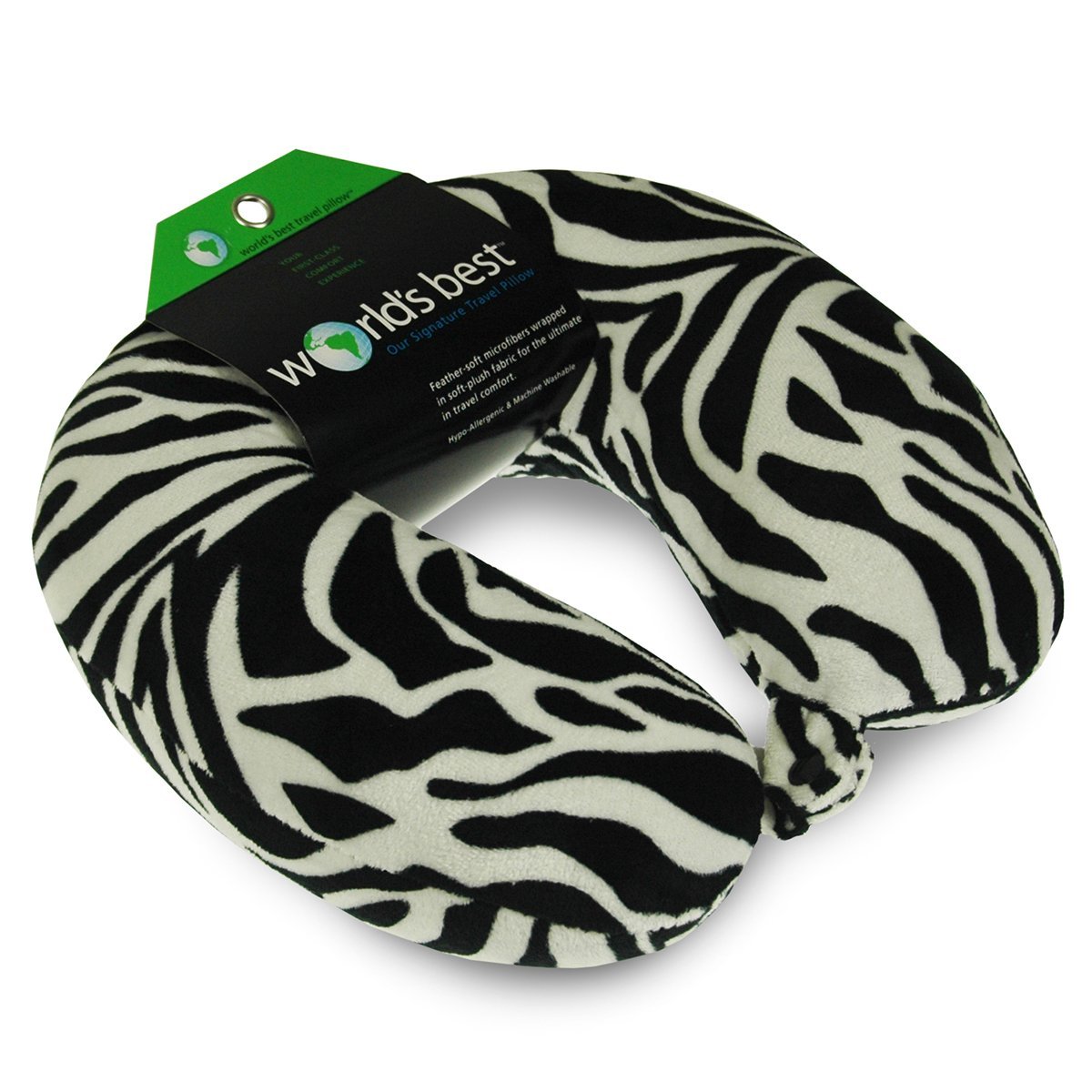 World S Best Feather Soft Microfiber Neck Pillow Zebra Check
