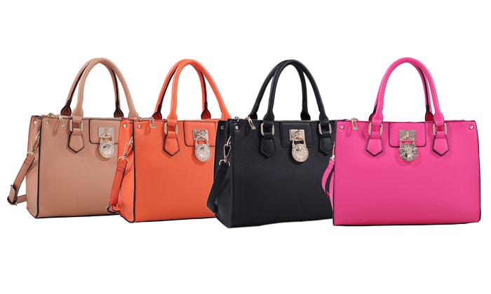 Deluxity Alexa Satchel Or Cross Body Handbag Orange Check Back Deluxity Alexa Satchel Or Cross Body Handbag Orange