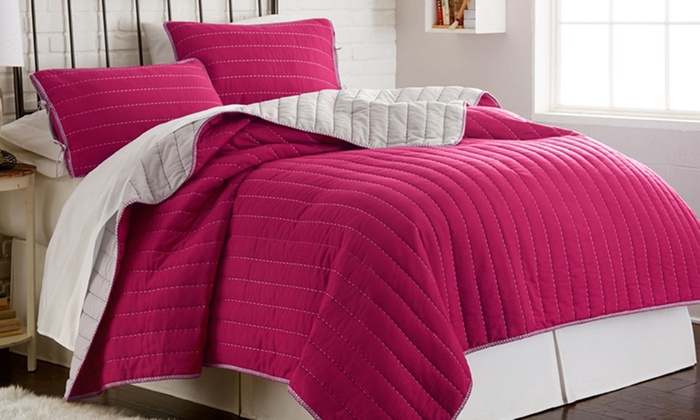 Sanctuary By Pct Reversible Coverlet Set Gray Raspberry King Check Back Soon Blinq Pct Reversible Coverlet Set, Raspberry Colored Bedding