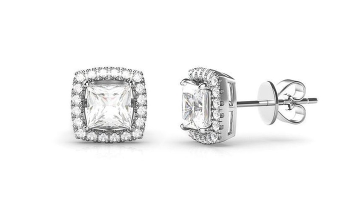 Nes 3 44 Cttw Halo Stud Earrings W 18k Swarovski Element Crystals Nes 3 44 Cttw Halo Stud Earrings W 18k Swarovski Element Crystals Gold
