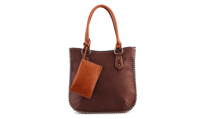 Mkf Collection Akris Handbag With Removable Coin Purse Brown Mkf Collection Akris Handbag With Removable Coin Purse Brown