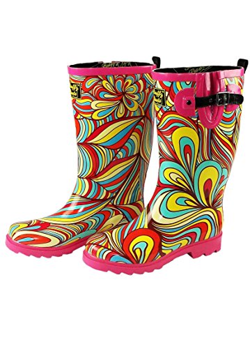 patterned rain boots