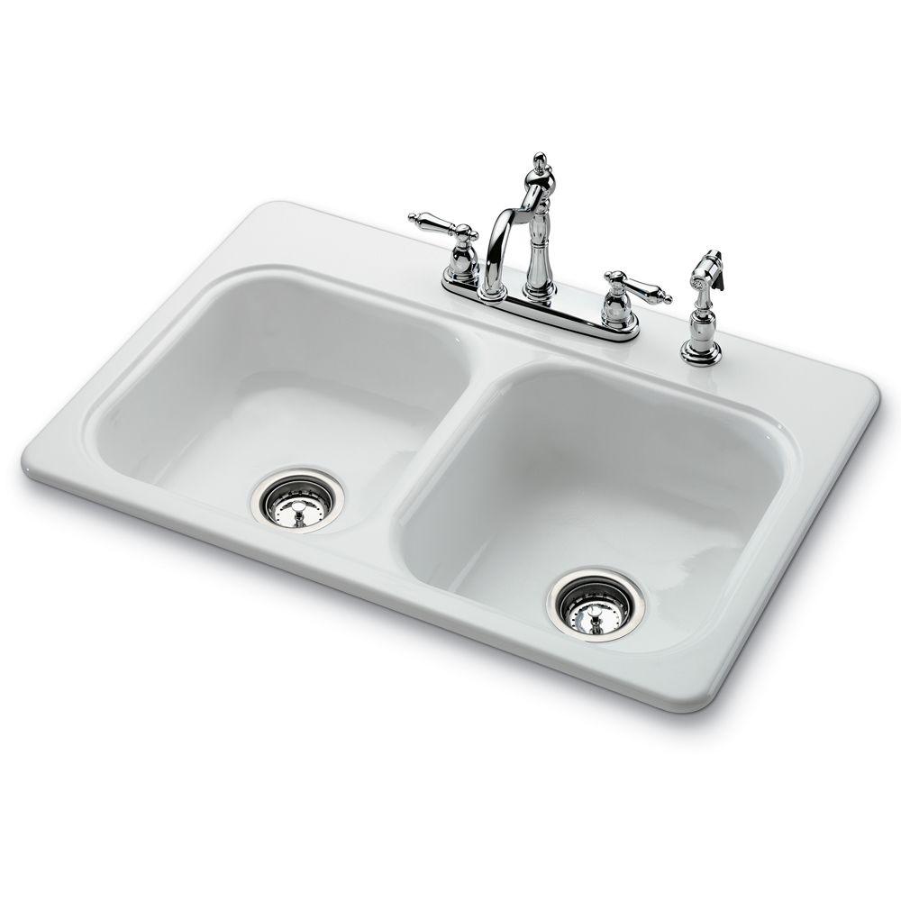White Top Mount Kitchen Sink garnet ii top mount 4-hole self rimming 2-bowl kitchen sink in White Top Mount Kitchen Sink garnet ii top mount 4-hole self rimming 2-bowl kitchen sink in