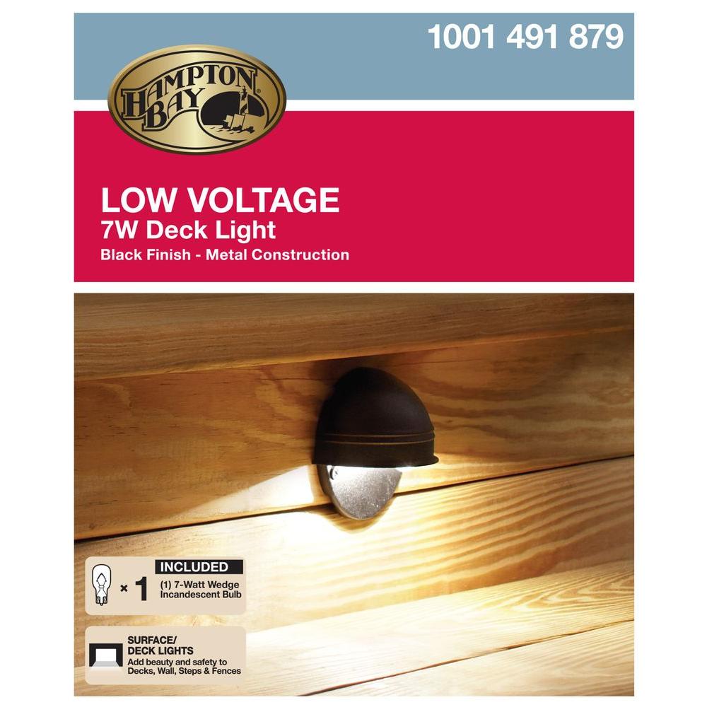 Hampton Bay Low Voltage 7 W Halogen Black Round Deck Light Check Hampton Bay Low Voltage 7 W Halogen