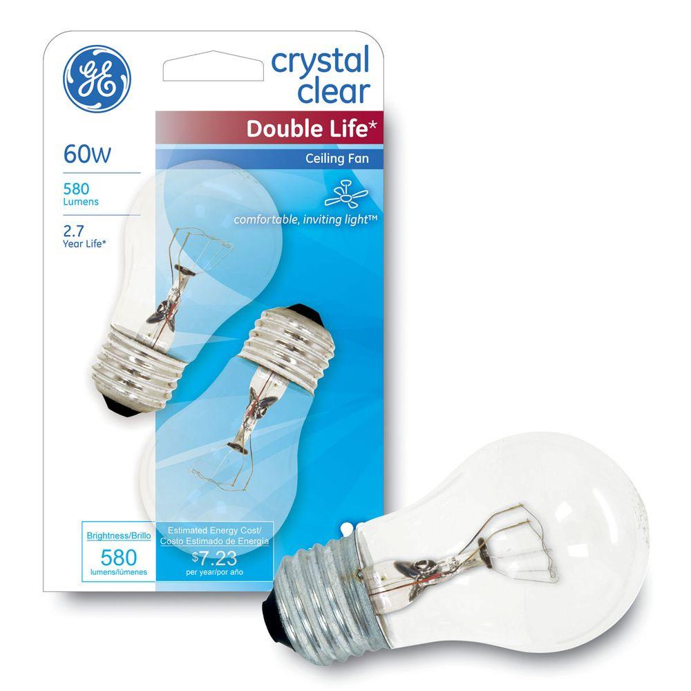 Ge 60 Watt Incandescent A15 Ceiling Fan Double Life Clear Light Bulb Ge 60 Watt Incandescent A15 Ceiling Fan Double Life Clear Light Bulb 2pk