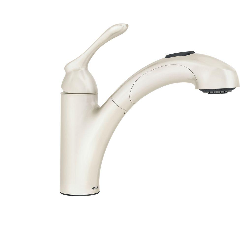 Moen Banbury Single Handle Pull Out Sprayer Kitchen Faucet Ivory