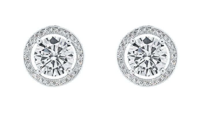 Golden Moon Halo Stud With Swarovski Elements 18k White Gold Plated Golden Moon Halo Stud With Swarovski Elements 18k White Gold Plated