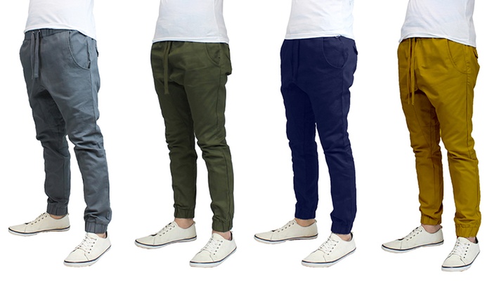 mens skinny twill joggers