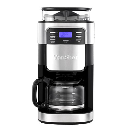 VonShef 10 Cup Coffee Maker with Built-In Grinder and Reusable Filter - Check Back Soon - BLINQ
