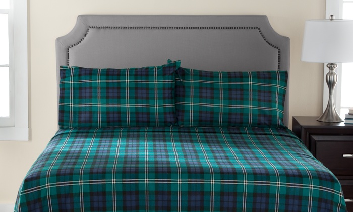 wexley home 100 cotton flannel sheet set green plaid size king wexley home sheets