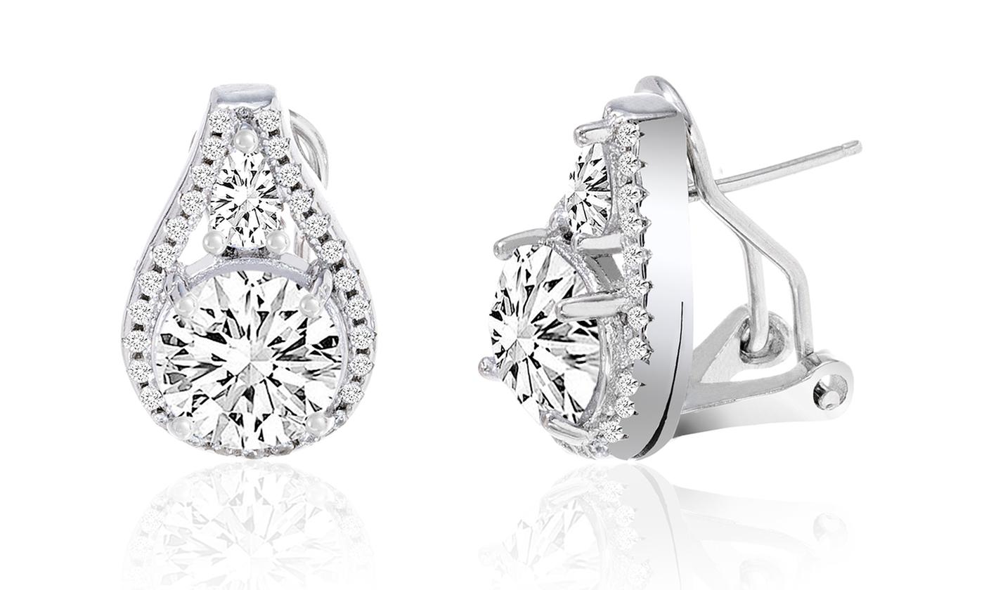 Omega French Clip Tear Drop Halo Stud Earrings With Swarovski Elements Check Back Soon Omega French Clip Tear Drop Halo Stud Earrings With Swarovski Elements Check Back Soon