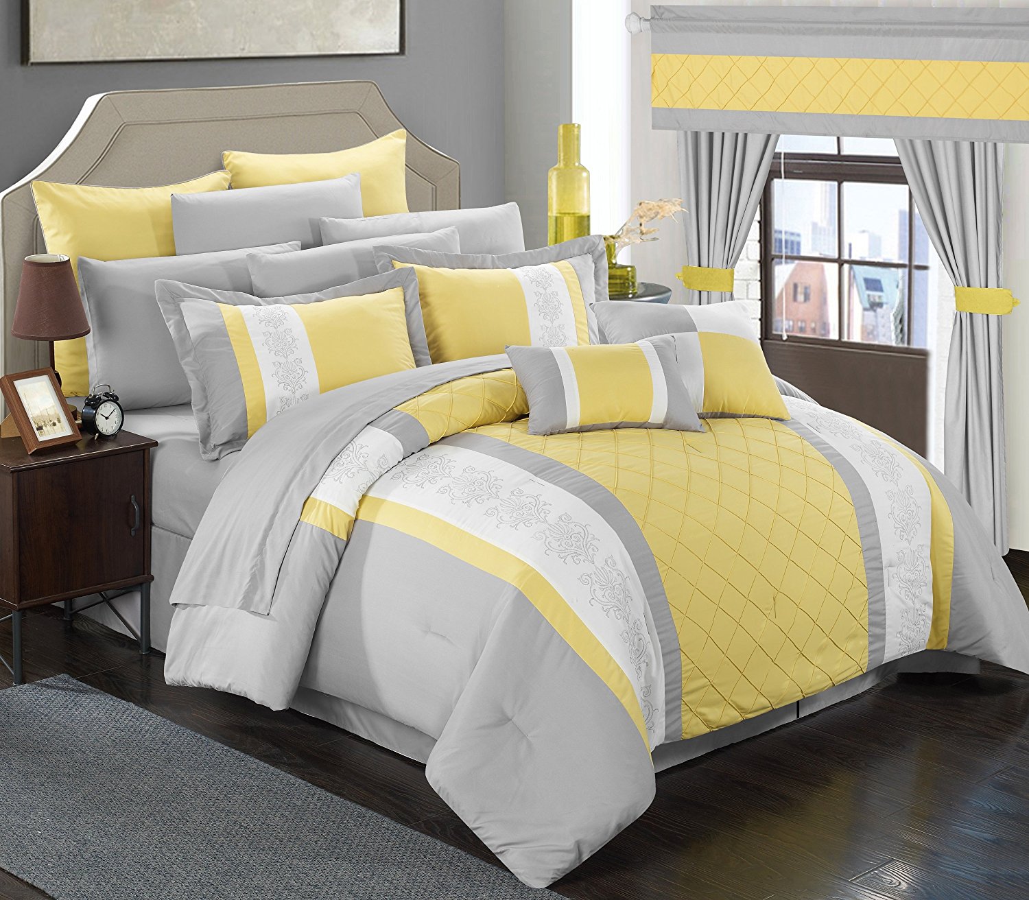 Chic Home Bedding Sheets Bed In Bag Comforter Set Yellow Size