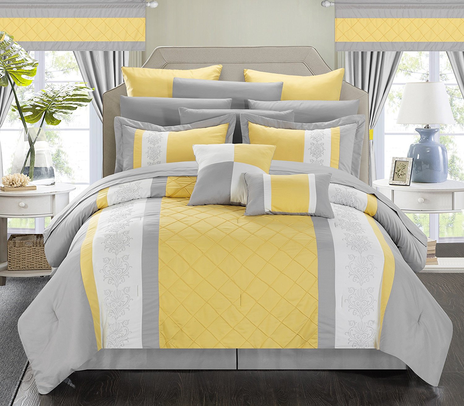 Chic Home Bedding Sheets Bed In Bag Comforter Set Yellow Size