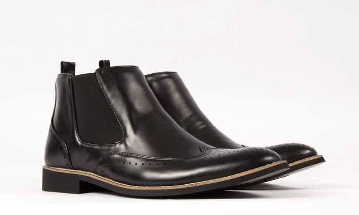 Gino Pheroni Men�s Wingtip Chelsea Dress Boots Black