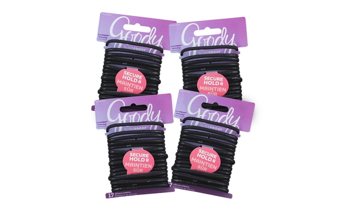 Goody Ouchless Elastic Hair Tie Bands 68 Pcs Black Check Back