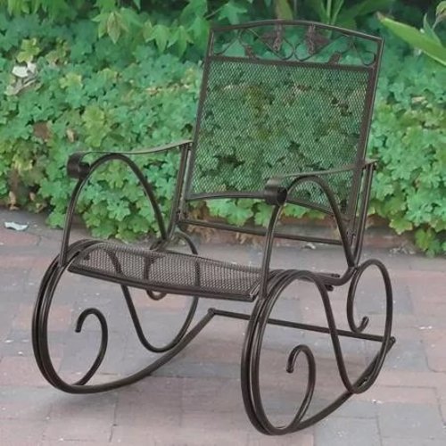 Mainstays Jefferson Wrought Iron Porch Rocking Chair Black Check