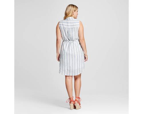 plus size sleeveless shirt dress