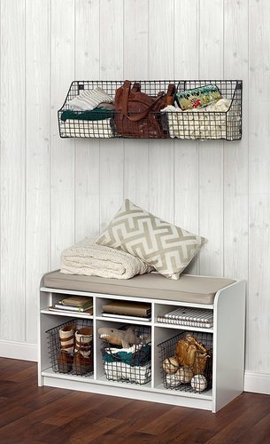 Spectrum Diversified Wall Mount Triple Storage Basket Gray