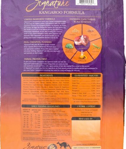 zignature kangaroo formula dog food 27 lb