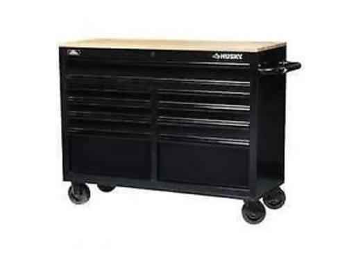 Husky 46 9 Drawer Black Out Mobile Workbench With Solid Wood Top
