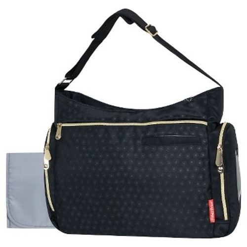 black diaper bag with gold zippers