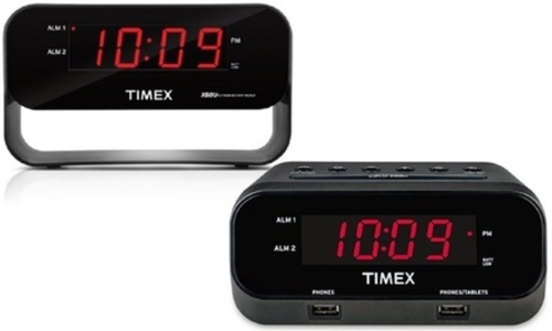 Timex Dual Alarm Clock With Usb Charging Extreme Battery Alarm Clock With Dual Usb Charging