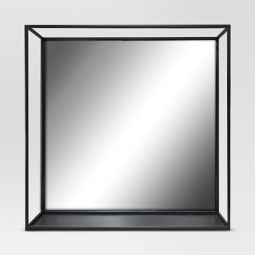 Square Metal Decorative Wall Mirror With Shelf Black Project 62 Square Metal Decorative Wall Mirror With Shelf Black Project 62