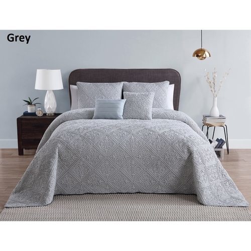 Vcny Isabella Comforter Set Grey Size King Set Of 5 Check