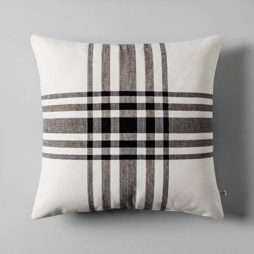 Hearth Hand Plaid Decorative Pillow Cream Black Size 18 X18