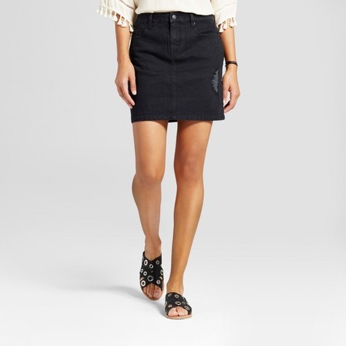 size 18 black denim skirt