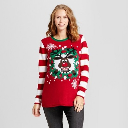 maternity light up reindeer tunic sweater ugly christmas sweater red l - Maternity Christmas Sweater maternity light up reindeer tunic sweater ugly christmas sweater red l - Maternity Christmas Sweater