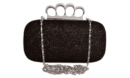 Rhinestone Women S Stud Knuckle Duster Clutch Black Check Back Rhinestone Women S Stud Knuckle Duster Clutch Black