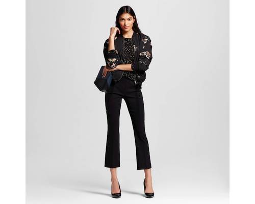 black cropped flare pants