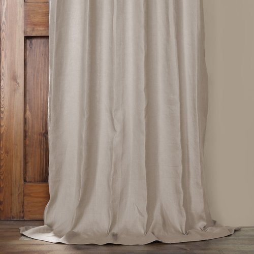 Exclusive Fabrics French Linen Lined Curtain Panel Earl Grey
