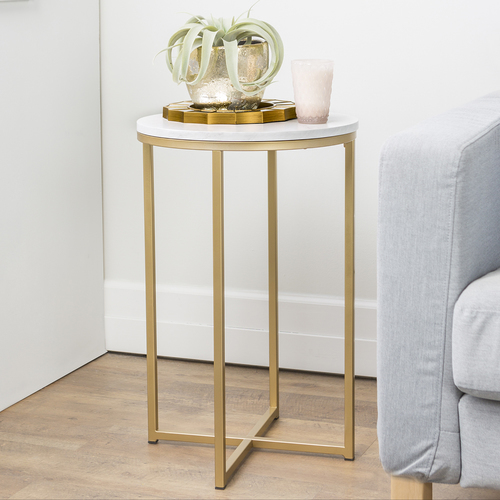 16 In Marble Gold Round Side Table Blinq Marble Gold Round Side Table
