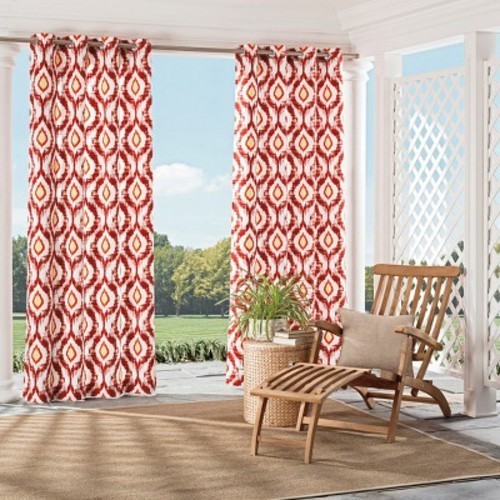 Barbados Indoor Outdoor Geometric Curtain Panel Orange 52 X95