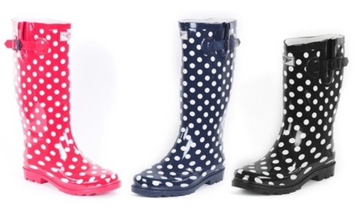 womens polka dot rain boots
