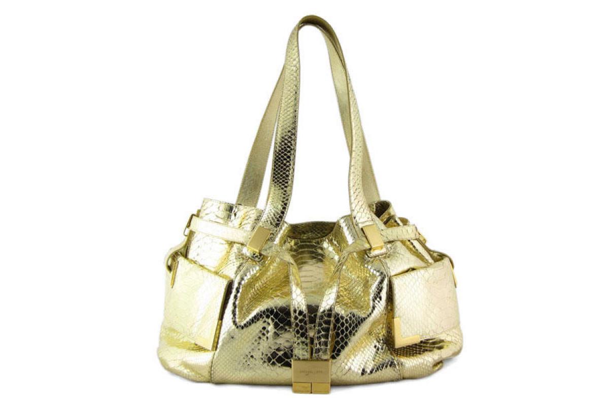 Michael Kors Gold Python Leather Drawstring Beverly Tote Check Back Soon