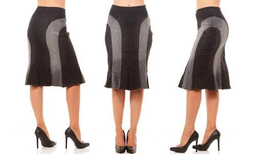 knee length denim skirt black