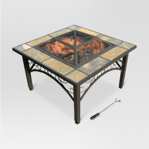 Leisurelife Cortona 33 Square Wood Burning Fire Pit Slate