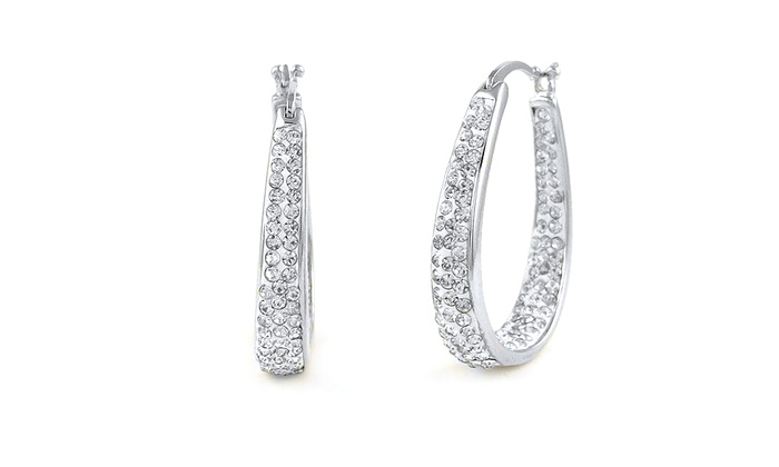 Yeidid Women S Swarovski Elements Hoops Earrings White Check Yeidid Women S Swarovski Elements Hoops Earrings White