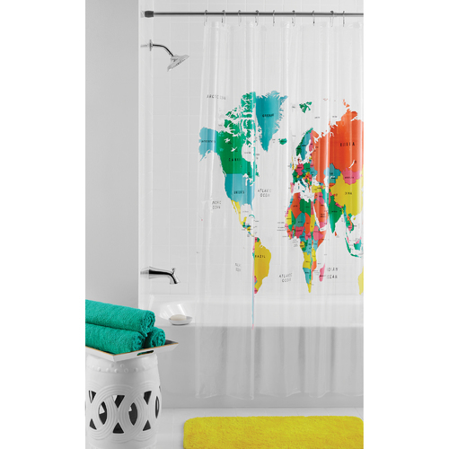 Mainstays World Map Peva Shower Curtain Multi Size 72 L X 70