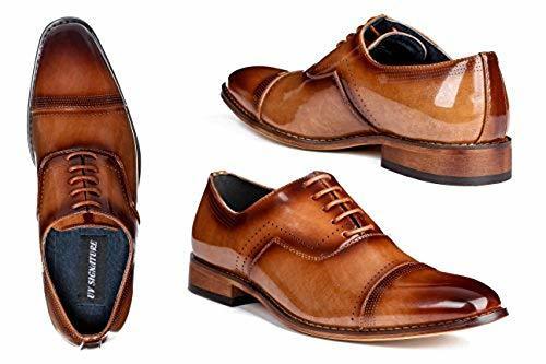 men's brown cap toe dress shoes