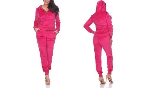 white mark velour tracksuit