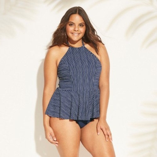 high neck peplum tankini