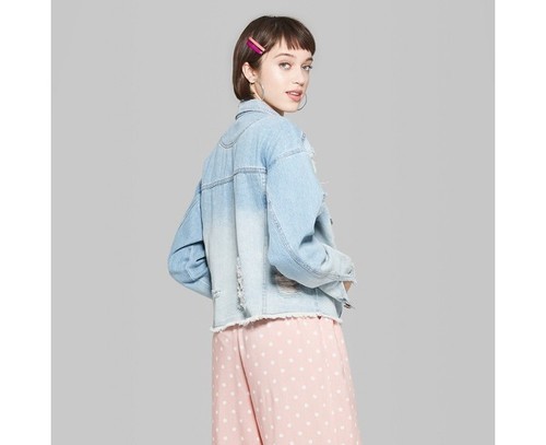 women's destructed denim jacket
