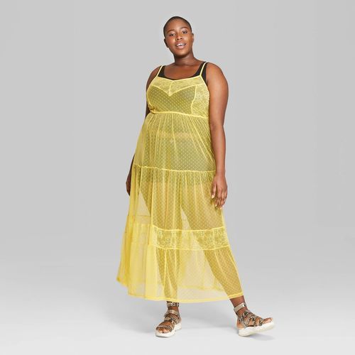 yellow sheer maxi dress