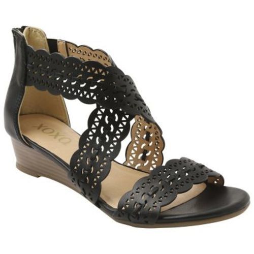 xoxo black wedge sandals